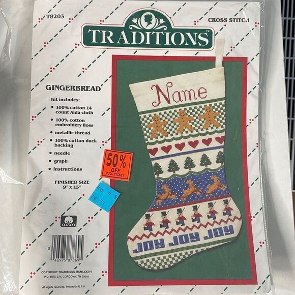 Vintage Traditions Cross Stitch Kit T8203 Gingerbread - Picture 1 of 6
